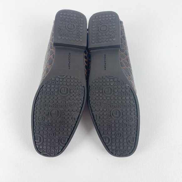 ROCKPORT Women's Brown Leather Mocassins with Crocodile Pattern Size 7.5 - Picture 6 of 8